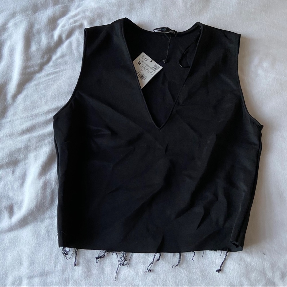 Zara distressed crop top